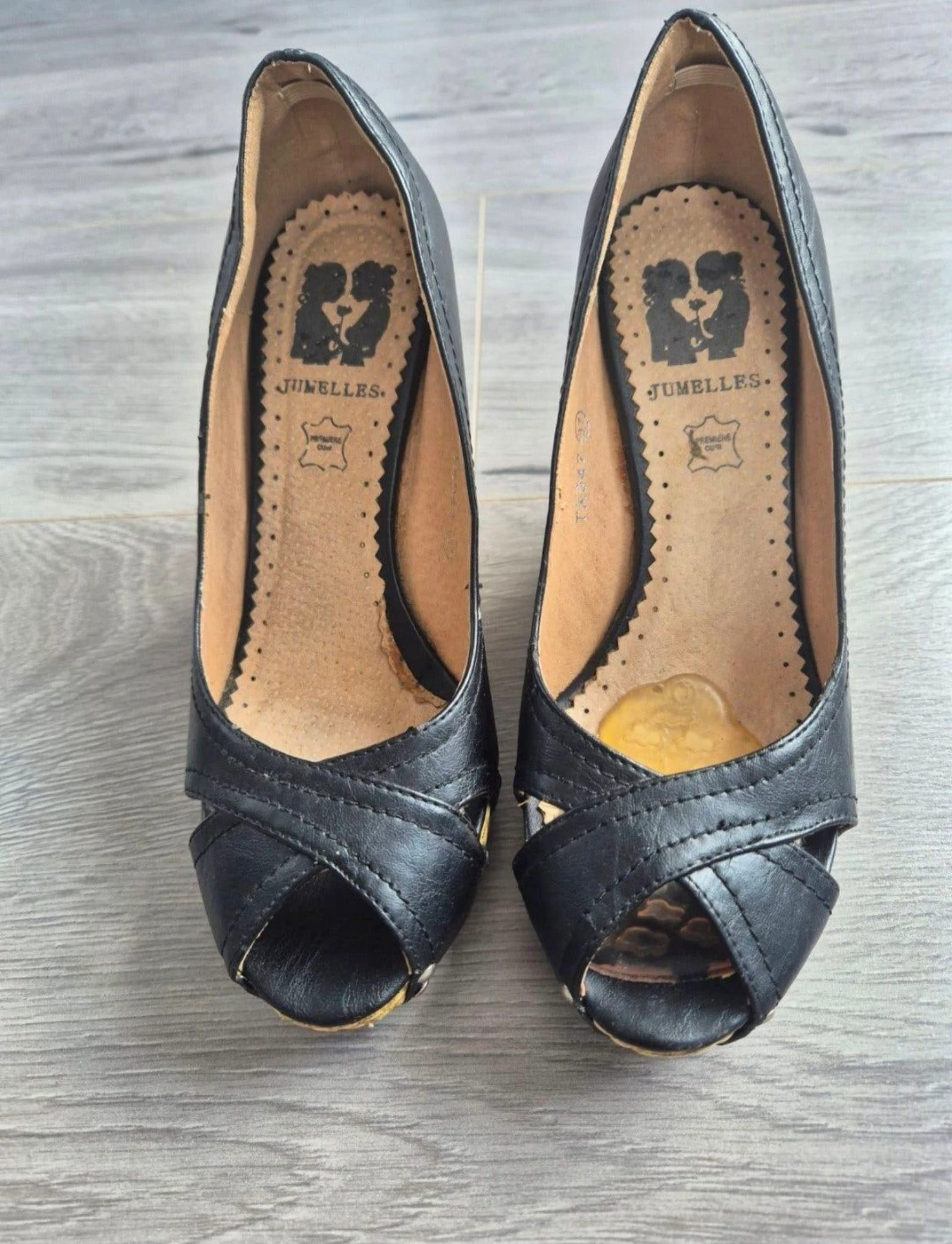 Jumelles Negras de Ante/Cuero Peep-toe con Zuecos/Tacones - Talla 37 – photo 5